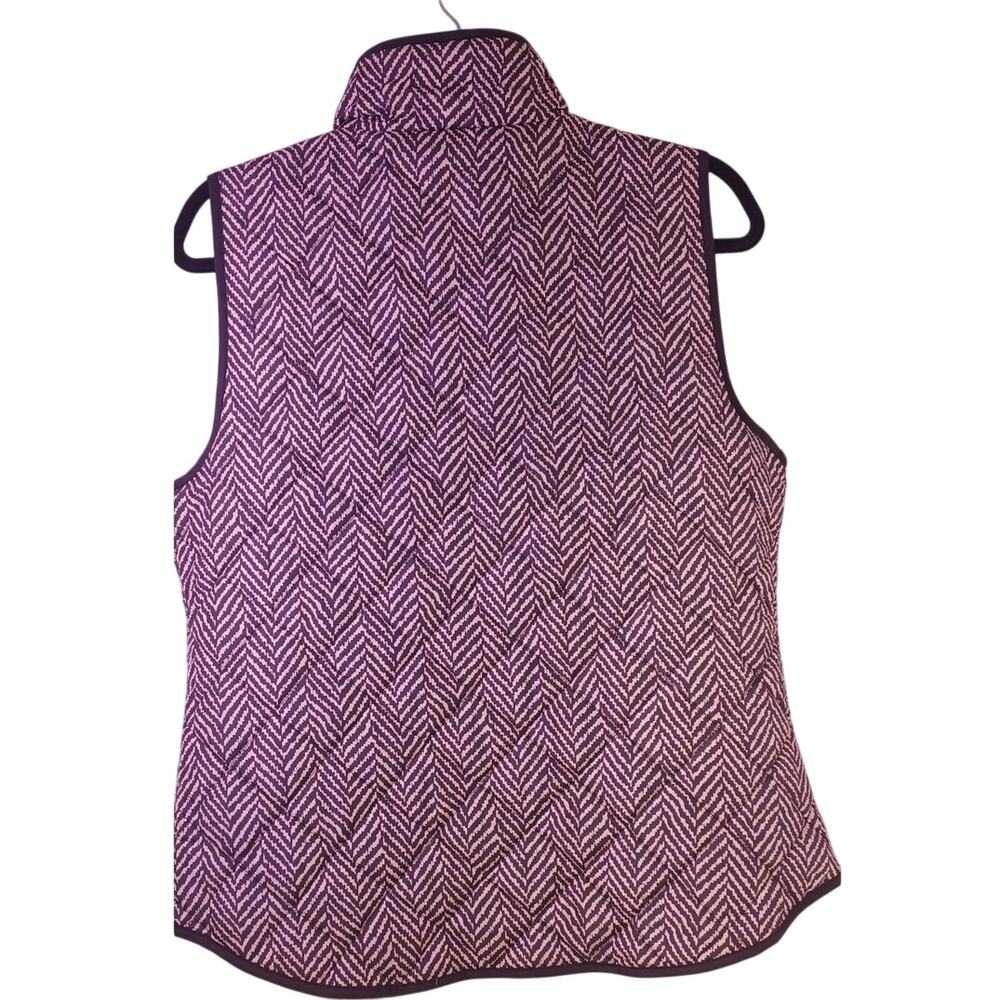 Savile Row Co. Women's Large Quilted Zip-Up Herringbone Vest Black White Preppy - Picture 2 of 7